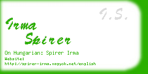 irma spirer business card